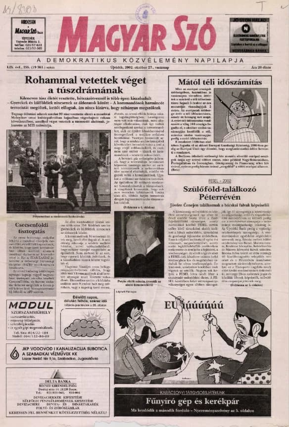 Magyar Szó, 59. évf. 2002. október 27. 255. sz. 1–28. oldal