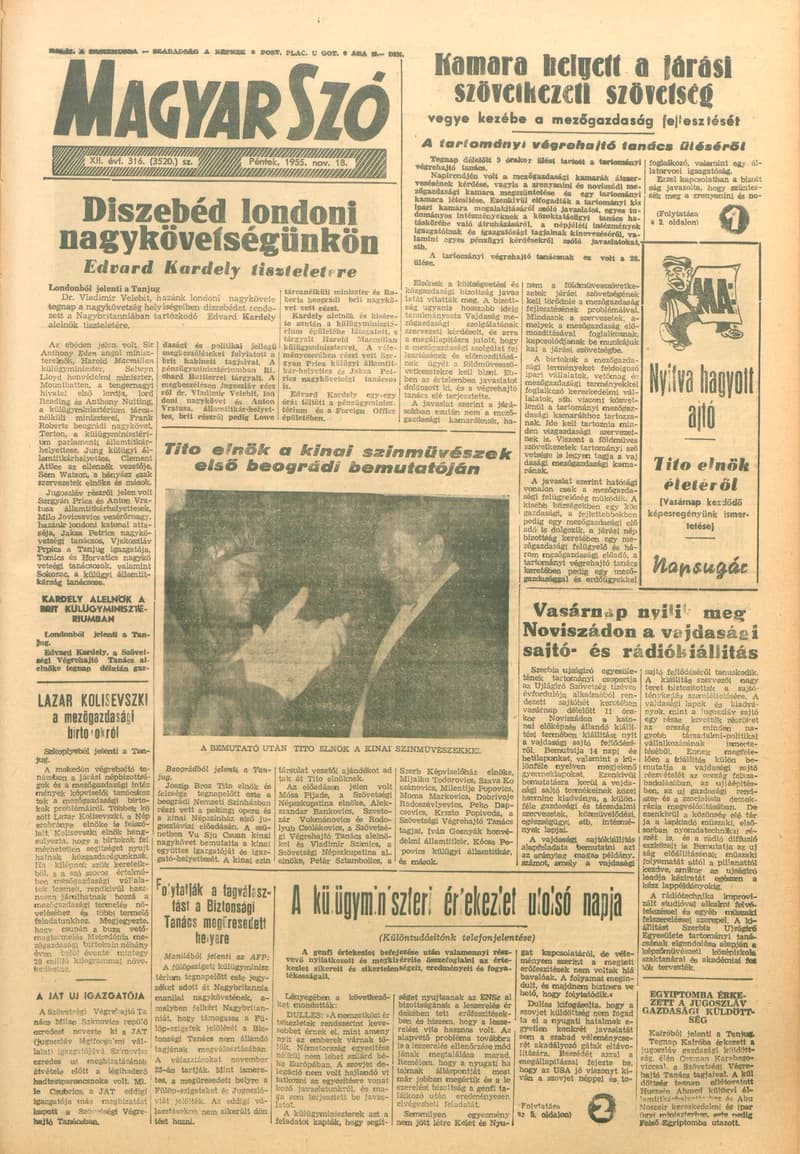 Magyar Szó, 12. évf. 1955. november 18. 316. sz. 1–8. oldal