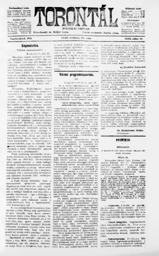 Torontál, 43. évf. 1914. május 18. 112. sz.