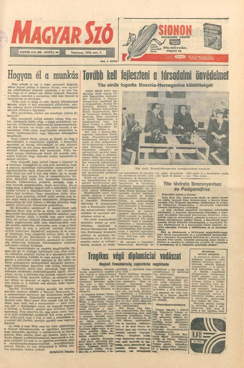 Magyar Szó, 33. évf. 1976. november 7. 308. sz. 1–32. oldal