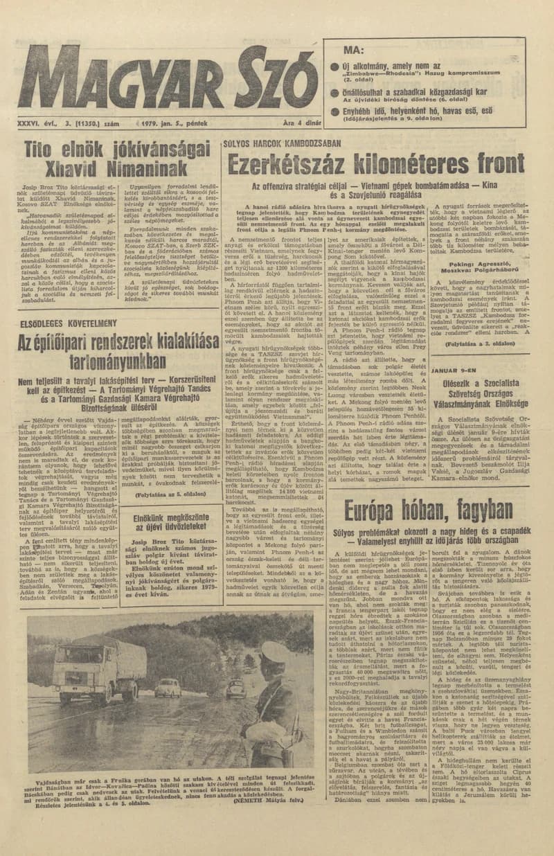 Magyar Szó, 36. évf. 1979. január 5. 3. sz. 1–16. oldal