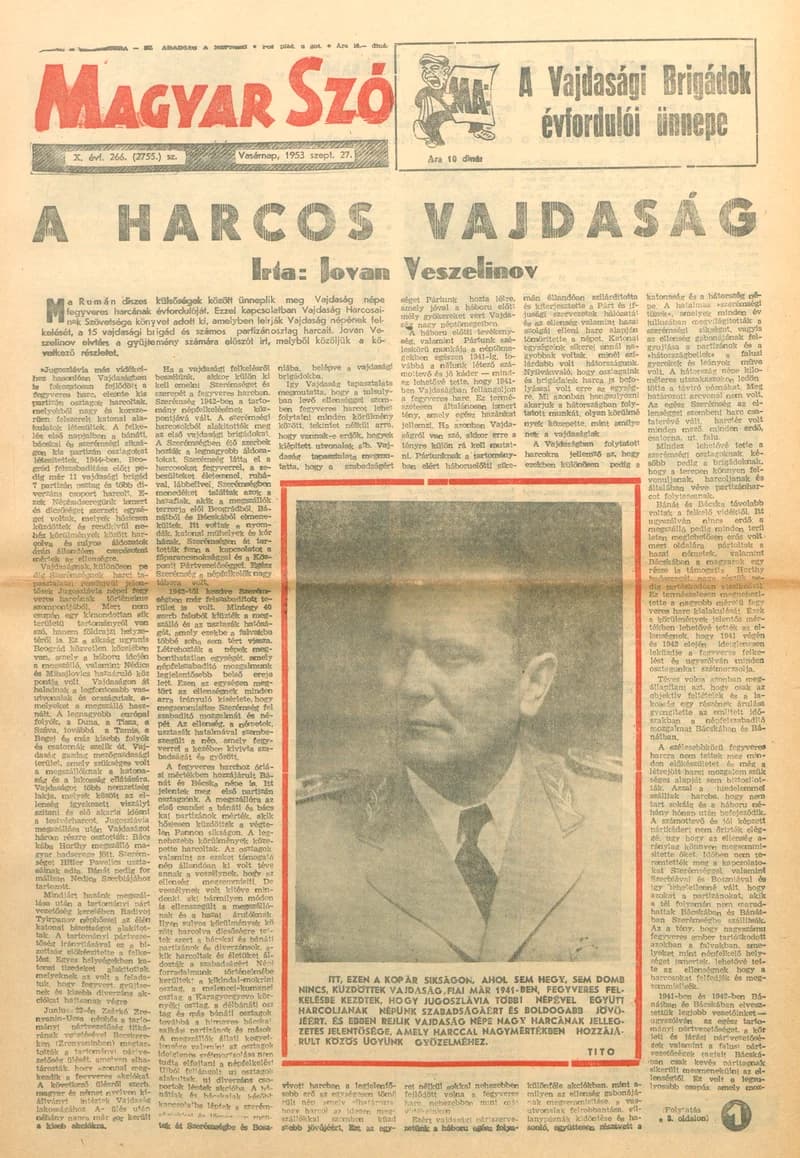 Magyar Szó, 10. évf. 1953. szeptember 27. 266. sz. 1–16. oldal