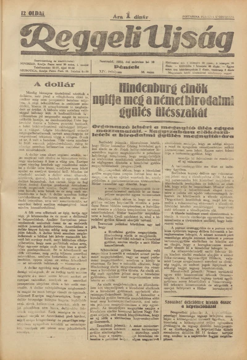 Reggeli Újság, 14. évf. 1933. március 10. 59. sz.