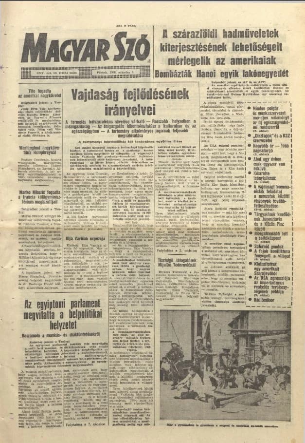 Magyar Szó, 25. évf. 1968. március 1. 59. sz. 1–16. oldal