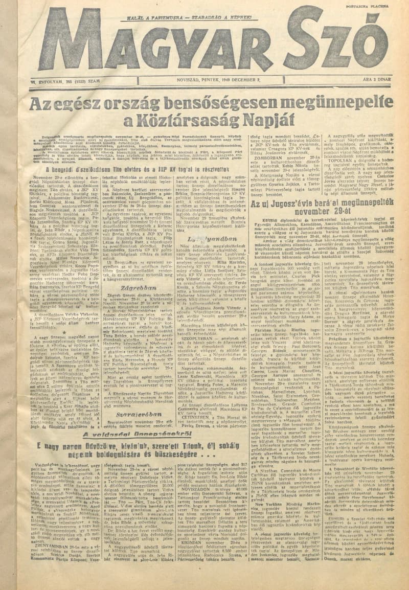 Magyar Szó, 6. évf. 1949. december 2. 285. sz. 1–6. oldal