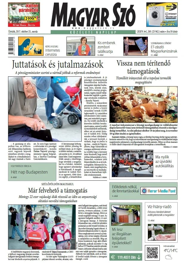 Magyar Szó, 74. évf. 2017. október 25. 249. sz. 1–16. oldal