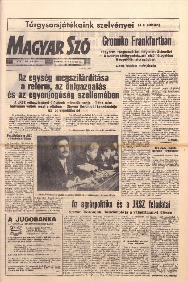 Magyar Szó, 27. évf. 1970. október 31. 300. sz. 1–20. oldal