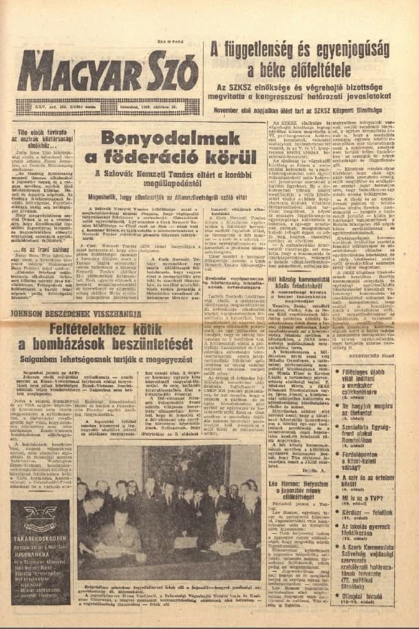 Magyar Szó, 25. évf. 1968. október 26. 296. sz. 1–20. oldal