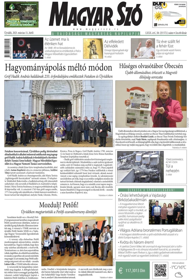 Magyar Szó, 80. évf. 2023. március 13. 58. sz. 1–16. oldal