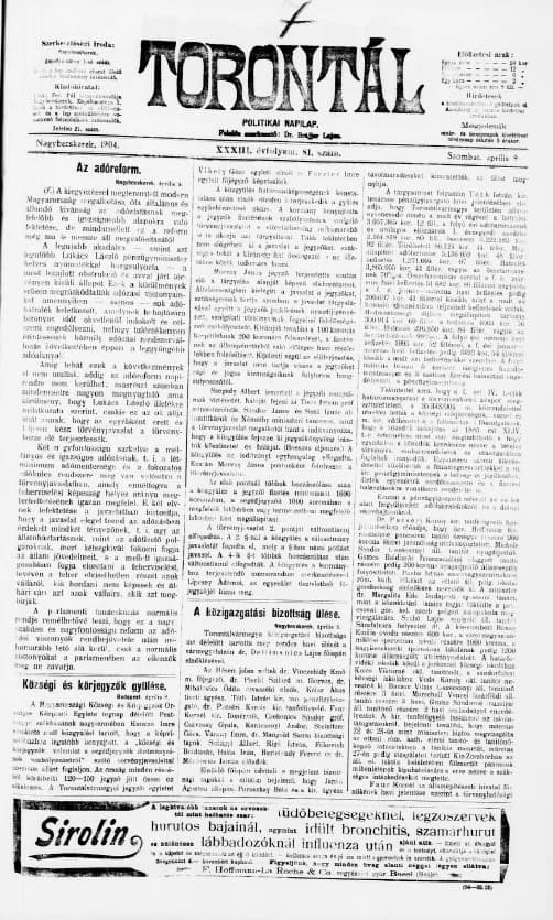 Torontál, 33. évf. 1904. április 9. 81. sz.