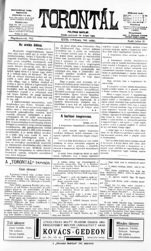 Torontál, 31. évf. 1902. július 22. 166. sz.