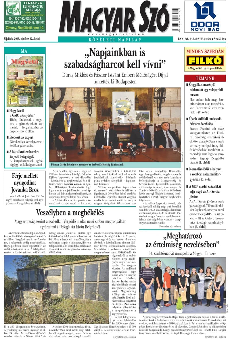 Magyar Szó, 70. évf. 2013. október 22. 246. sz. 1–20. oldal