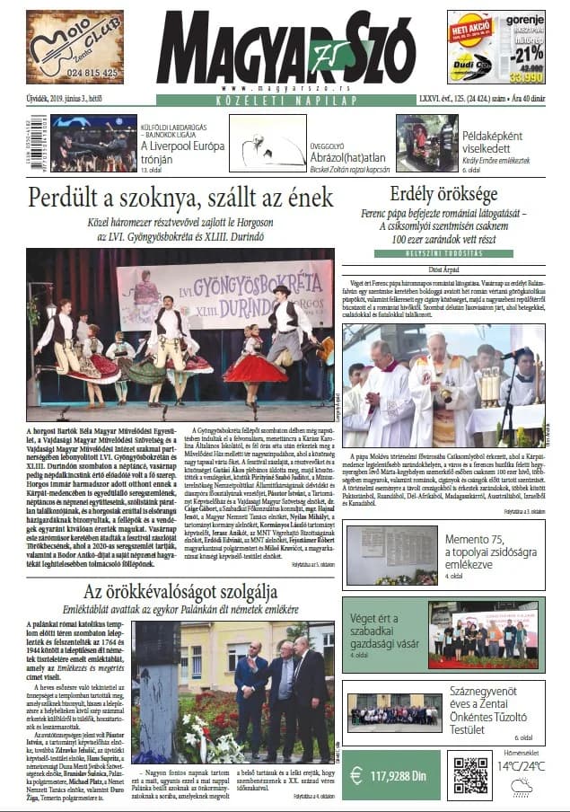 Magyar Szó, 76. évf. 2019. június 3. 125. sz. 1–20. oldal