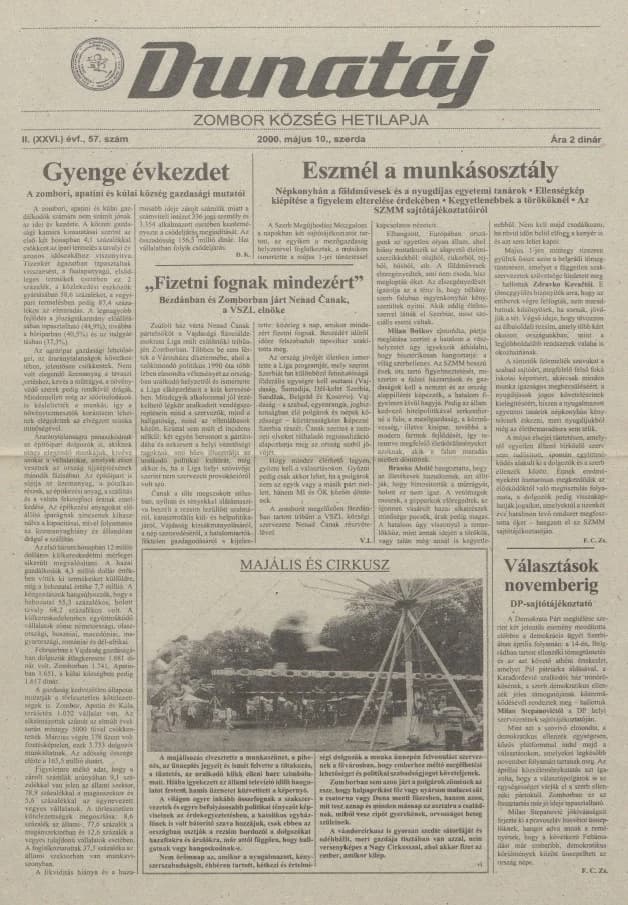 Dunatáj, 2. évf. 2000. május 10. 57. sz.