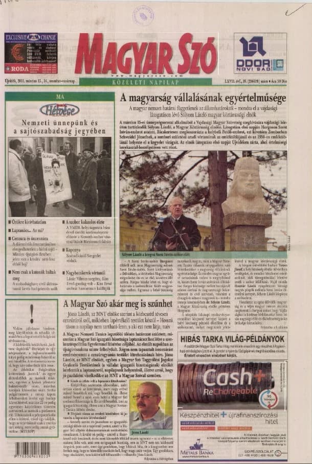 Magyar Szó, 67. évf. 2010. március 13. – 14. 59. sz. 1–48. oldal