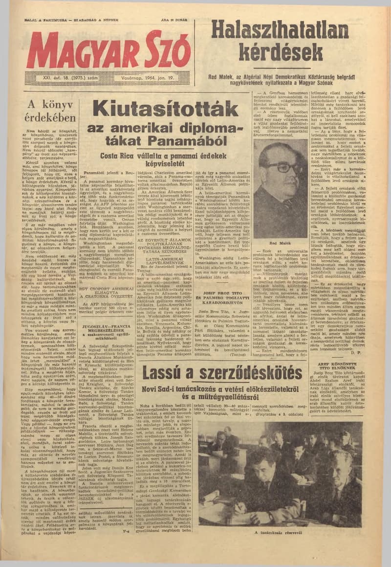Magyar Szó, 21. évf. 1964. január 19. 18. sz. 1–24. oldal