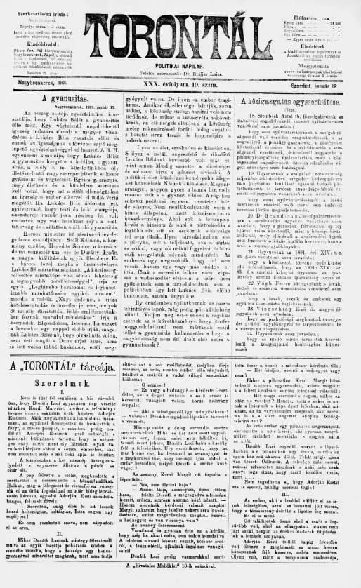 Torontál, 30. évf. 1901. január 12. 10. sz.