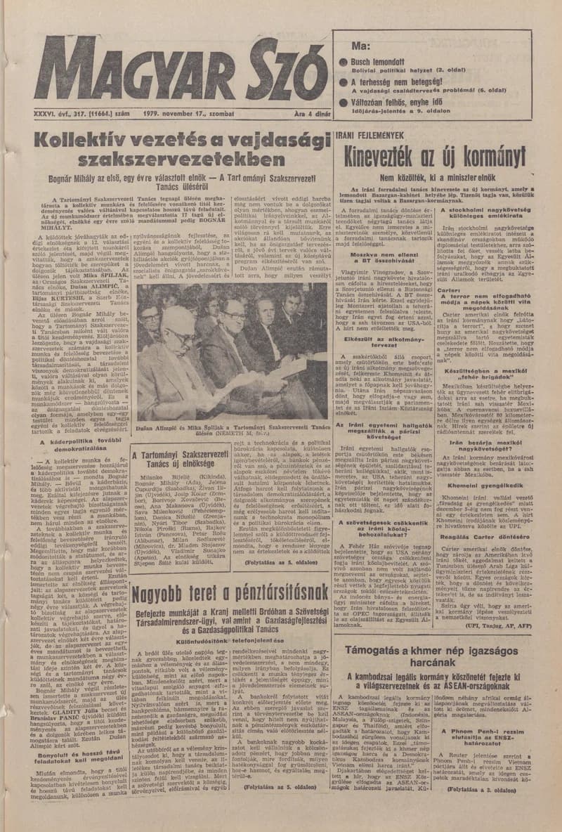 Magyar Szó, 36. évf. 1979. november 17. 317. sz. 1–20. oldal
