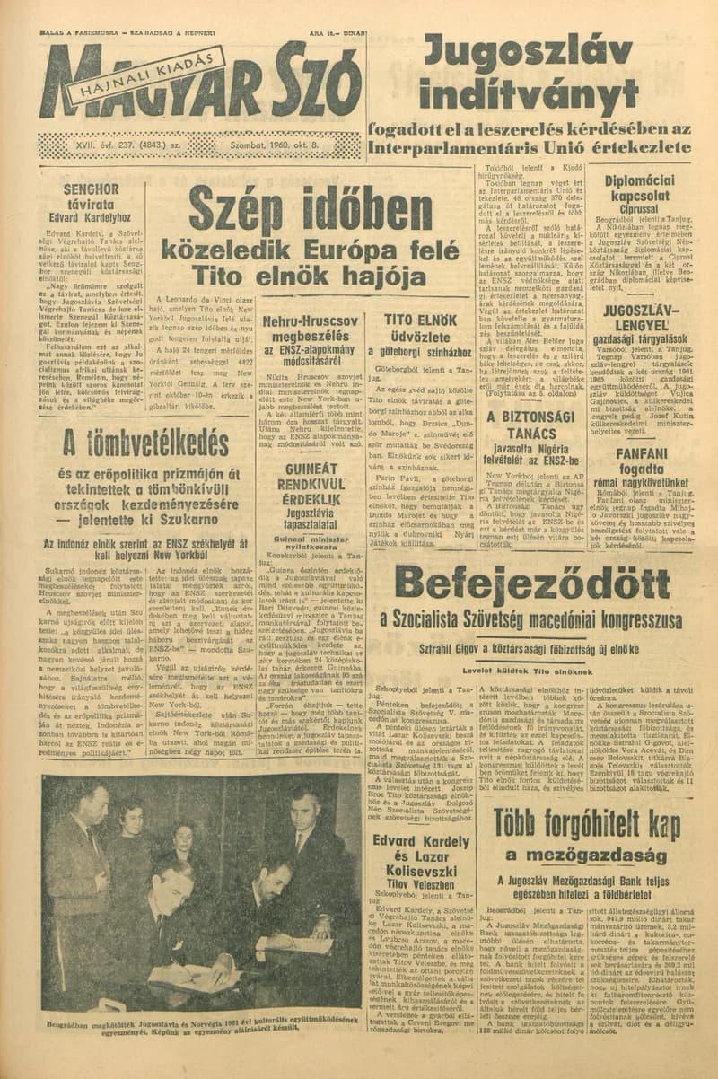 Magyar Szó, 17. évf. 1960. október 8. 237. sz. 1–24. oldal