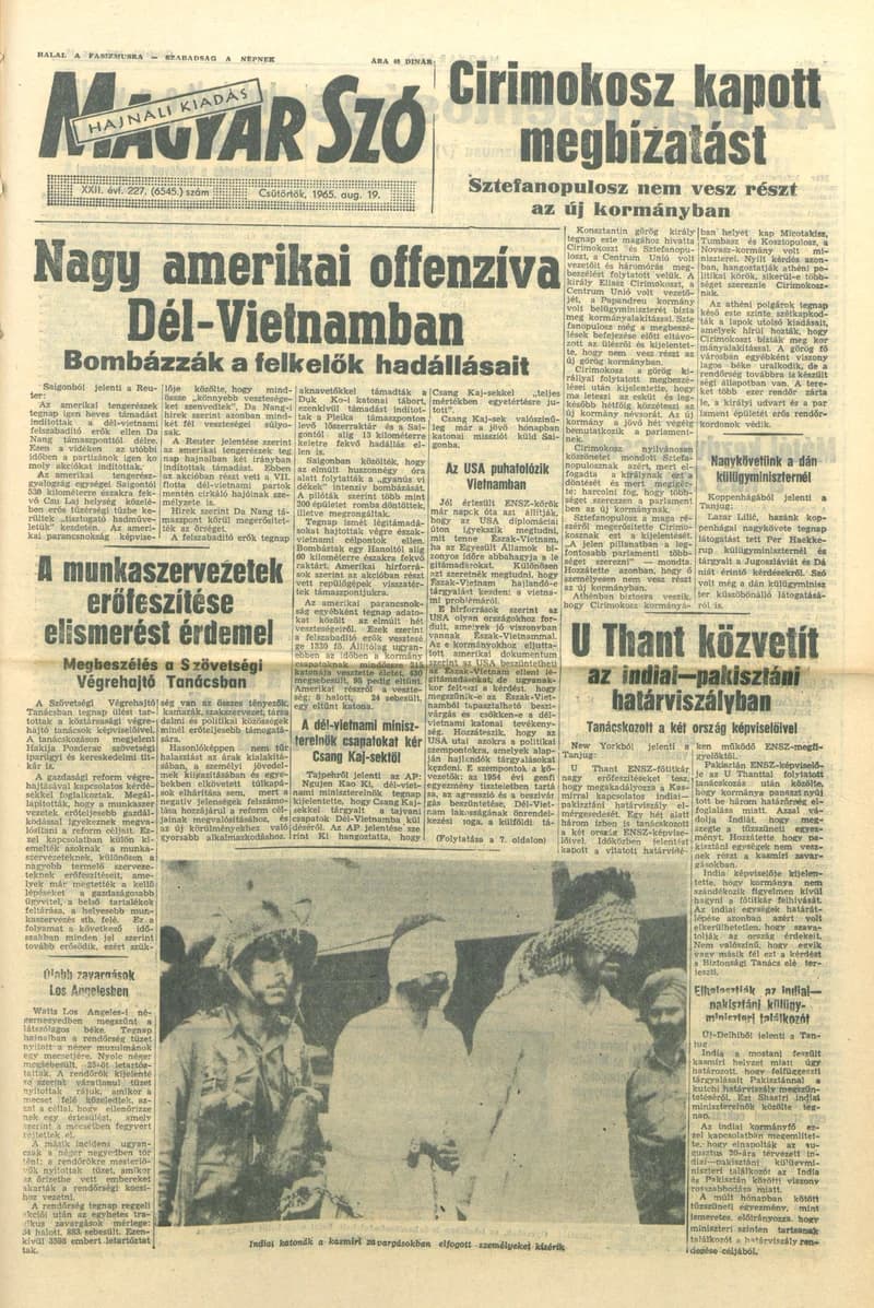 Magyar Szó, 22. évf. 1965. augusztus 19. 227. sz. 1–14. oldal