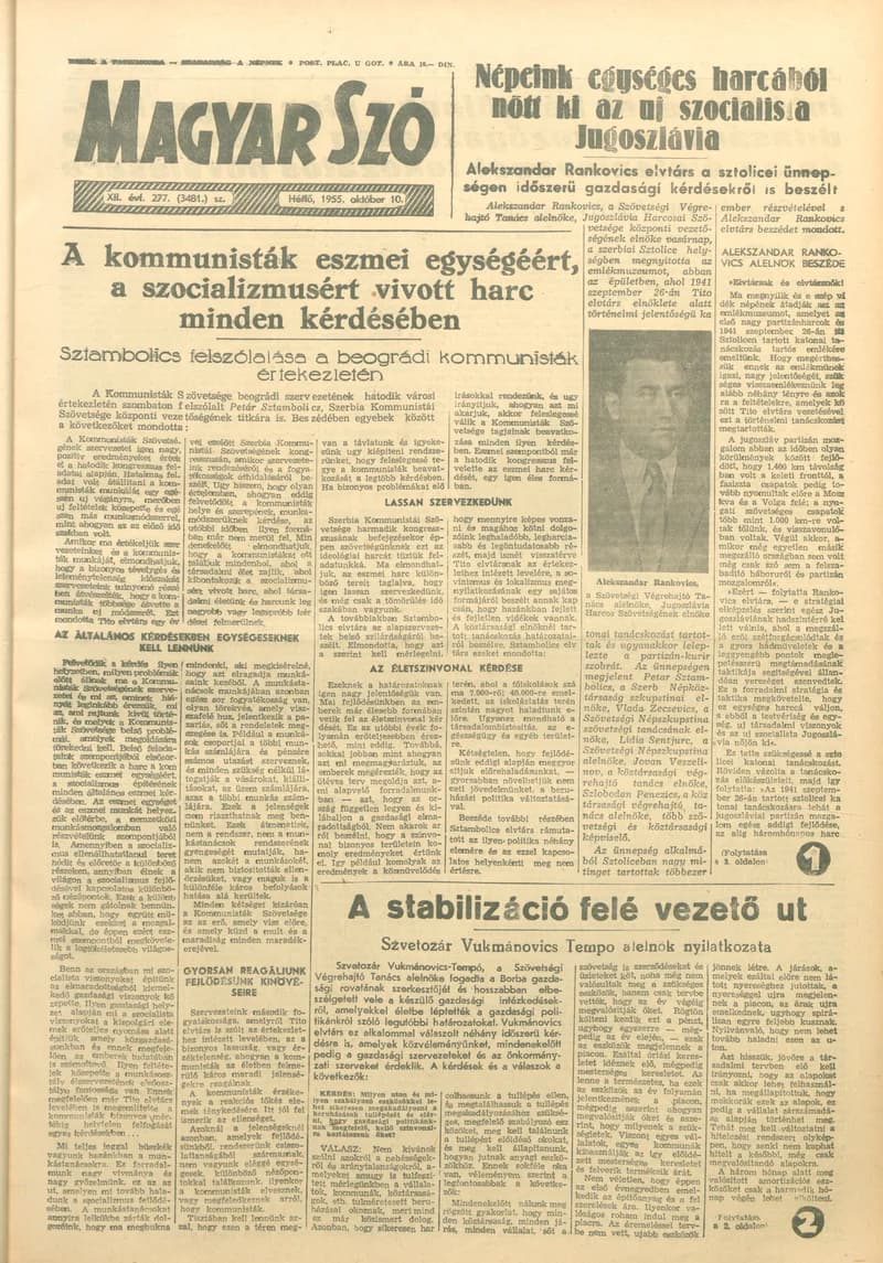 Magyar Szó, 12. évf. 1955. október 10. 277. sz. 1–6. oldal