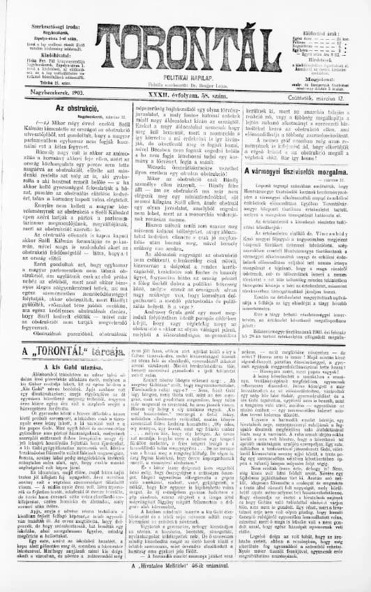 Torontál, 32. évf. 1903. március 12. 58. sz.