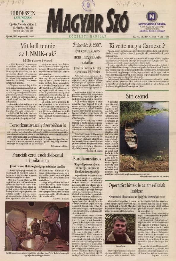 Magyar Szó, 60. évf. 2003. augusztus 19. 195. sz. 1–16. oldal