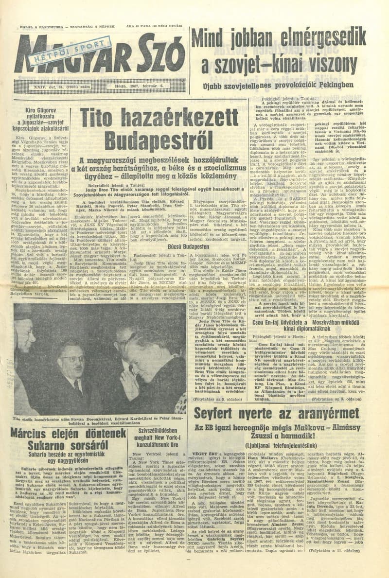 Magyar Szó, 24. évf. 1967. február 6. 34. sz. 1–14. oldal