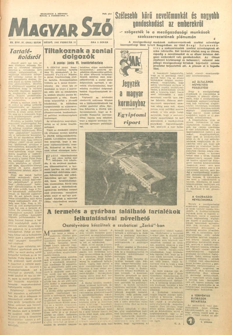 Magyar Szó, 9. évf. 1952. február 12. 37. sz. 1–6. oldal