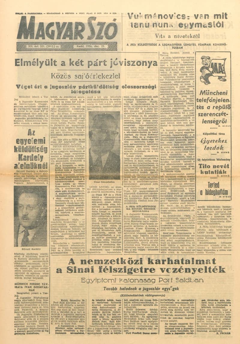 Magyar Szó, 13. évf. 1956. december 25. 351. sz. 1–8. oldal
