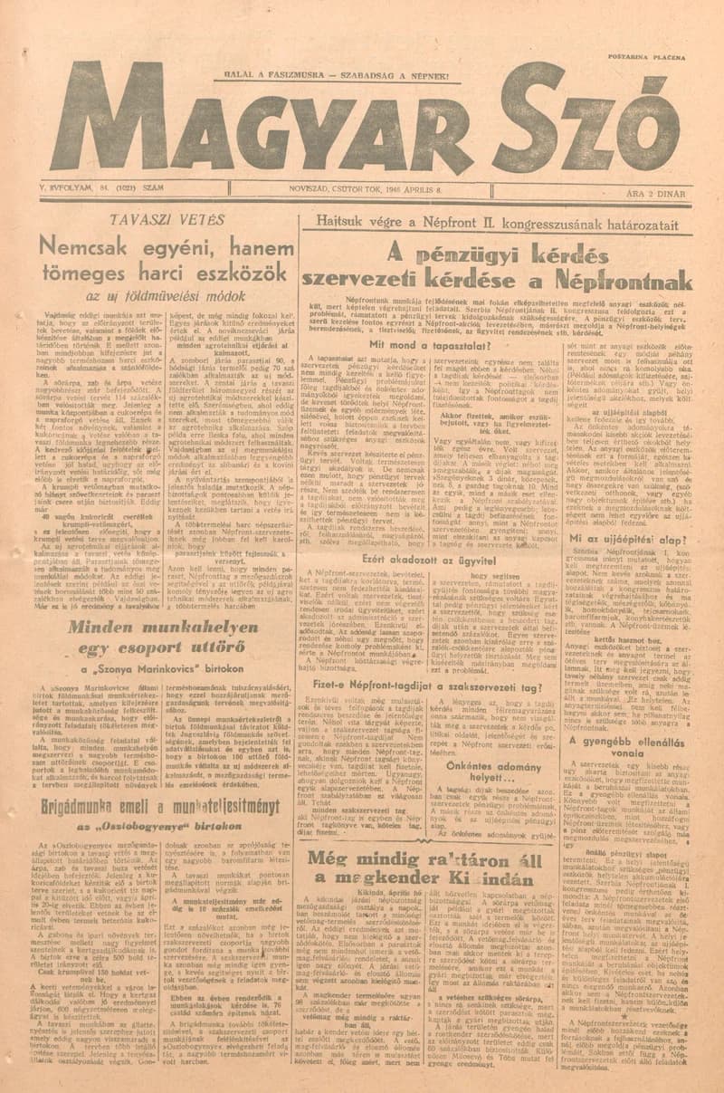 Magyar Szó, 5. évf. 1948. április 8. 84. sz. 1–4. oldal