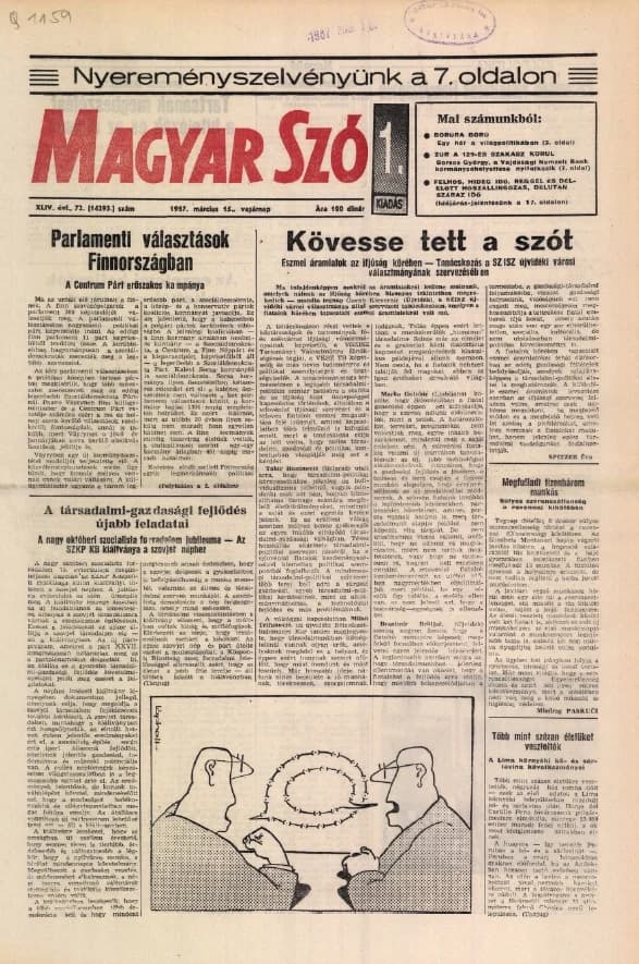 Magyar Szó, 44. évf. 1987. március 15. 72. sz. 1–32. oldal