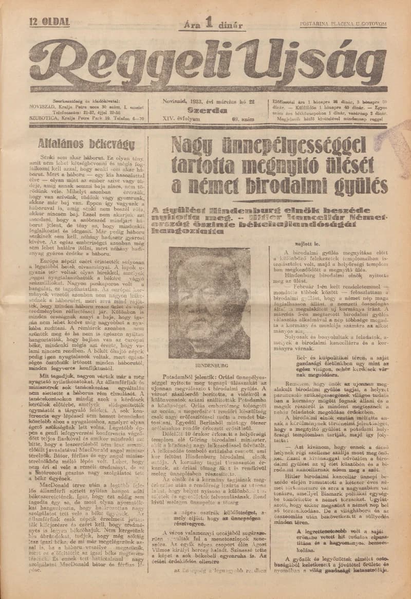 Reggeli Újság, 14. évf. 1933. március 22. 69. sz.