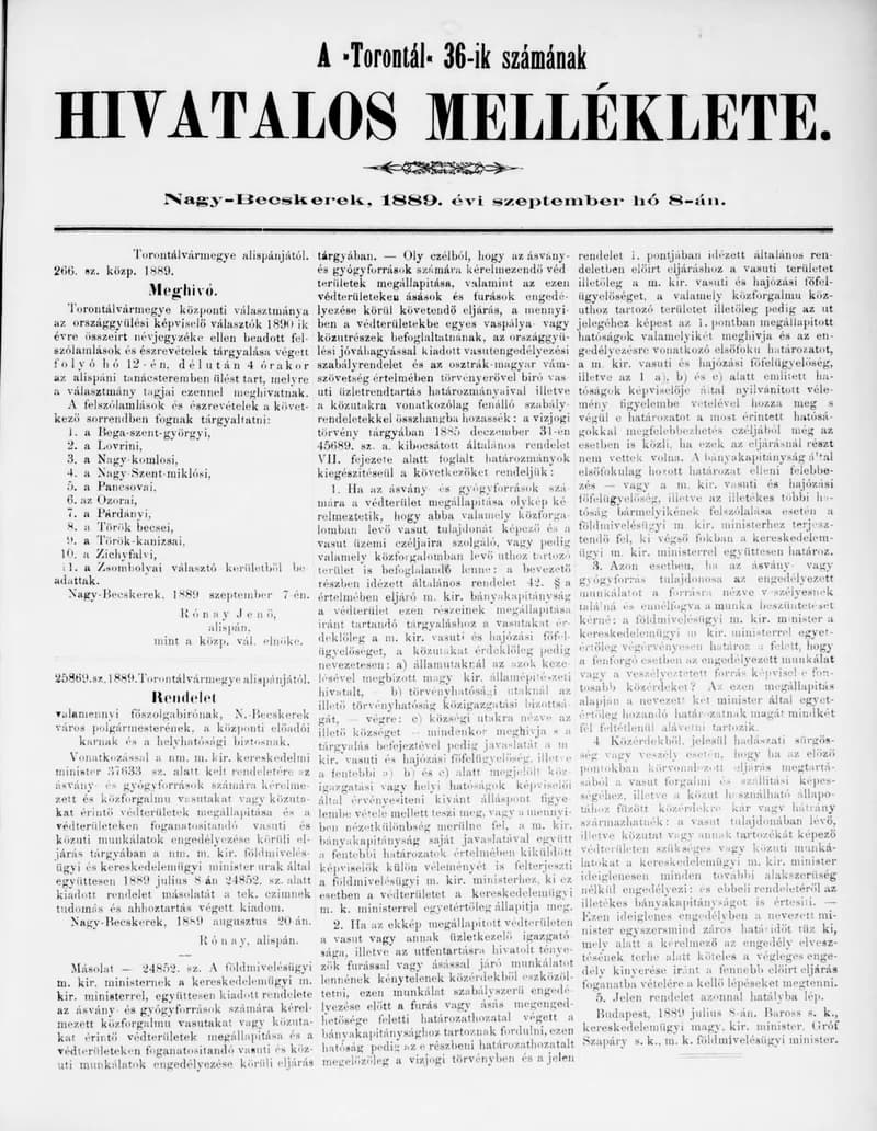 A Totontál  hivatalos melléklete, 2. évf. 1889. szeptember 8. 36. sz.