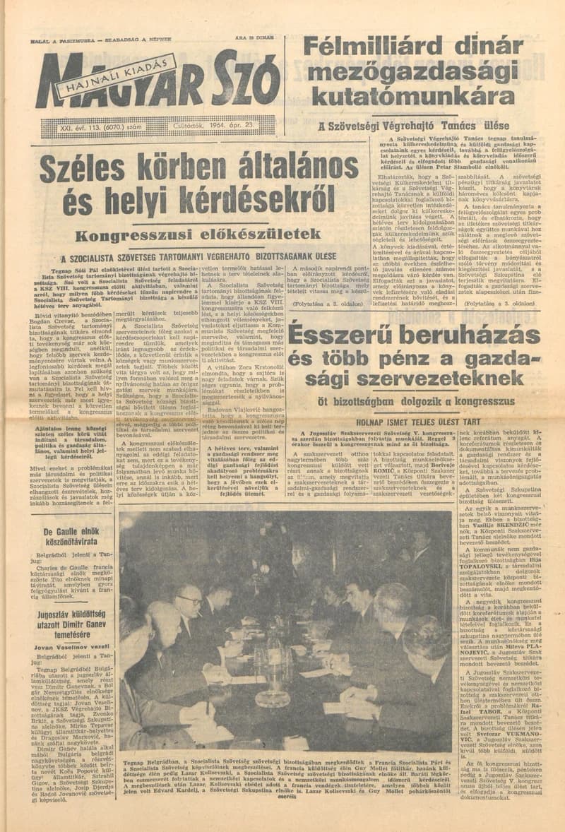 Magyar Szó, 21. évf. 1964. április 23. 113. sz. 1–16. oldal