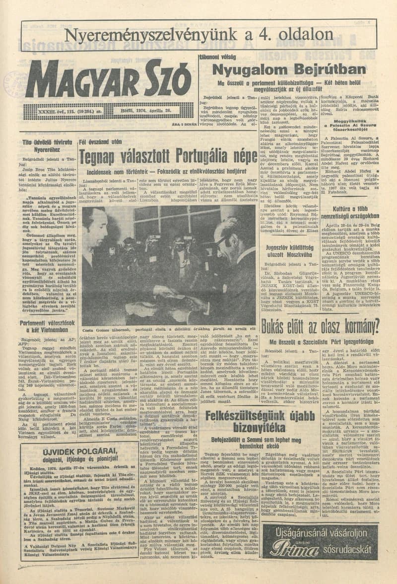 Magyar Szó, 33. évf. 1976. április 26. 115. sz. 1–8. oldal