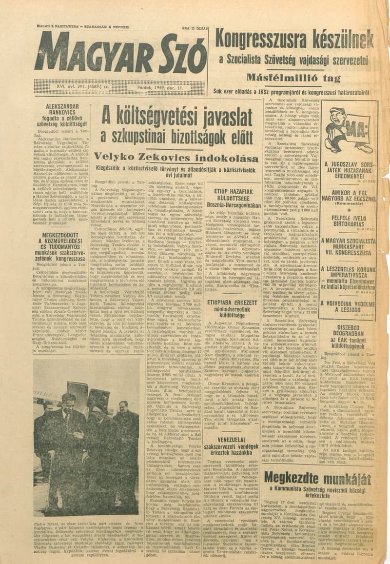 Magyar Szó, 16. évf. 1959. december 11. 291. sz. 1–22. oldal