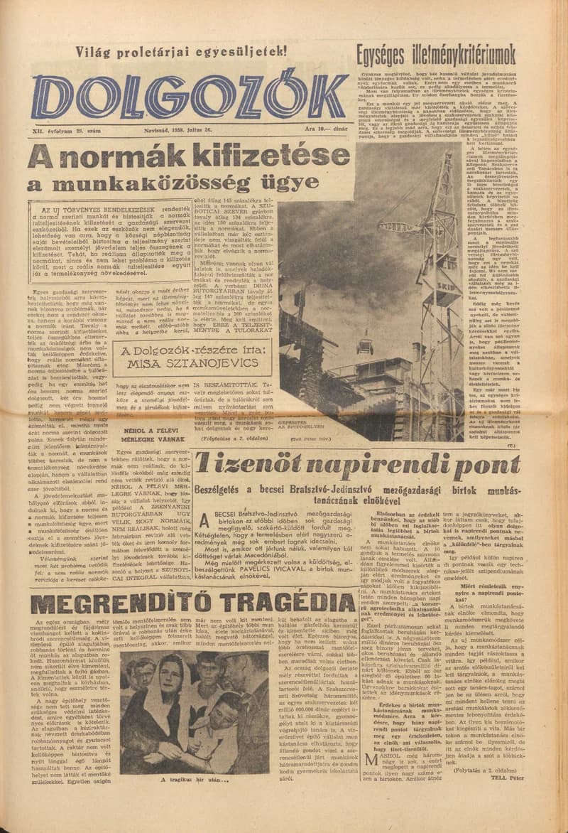 Dolgozók, 12. évf. 1958. július 26. 29. sz.