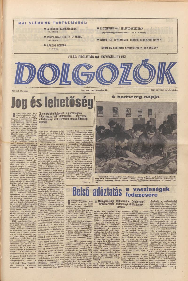 Dolgozók, 21. évf. 1967. december 22. 51. sz.