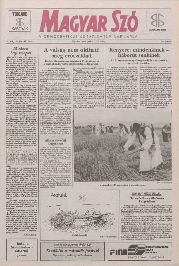 Magyar Szó, 55. évf. 1998. július 5. 159. sz. 1–24. oldal