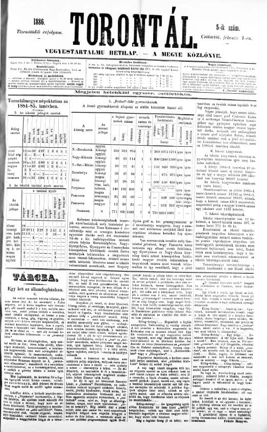 Torontál, 15. évf. 1886. február 4. 5. sz.