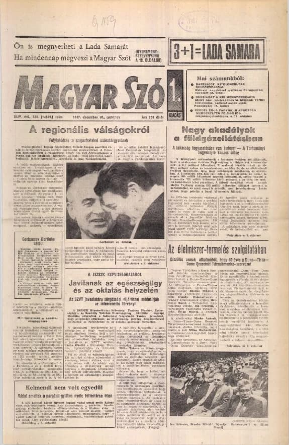 Magyar Szó, 44. évf. 1987. december 10. 338. sz. 1–20. oldal