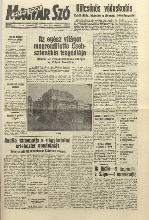 Magyar Szó, 26. évf. 1969. január 27. 25. sz. 1–14. oldal
