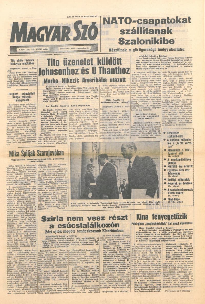 Magyar Szó, 24. évf. 1967. augusztus 31. 239. sz. 1–12. oldal