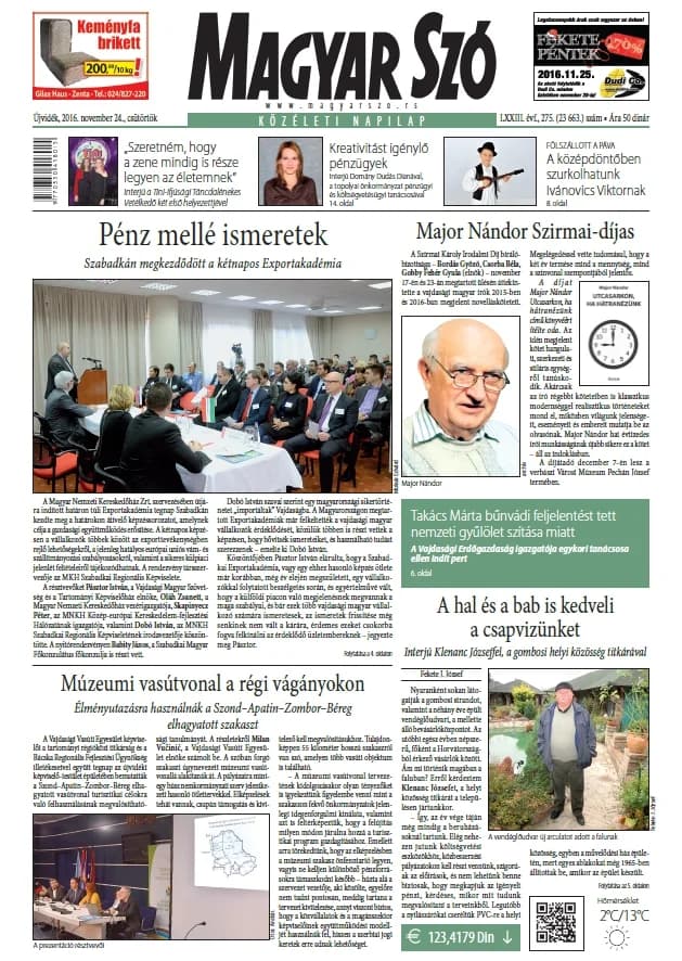 Magyar Szó, 73. évf. 2016. november 24. 275. sz. 1–20. oldal