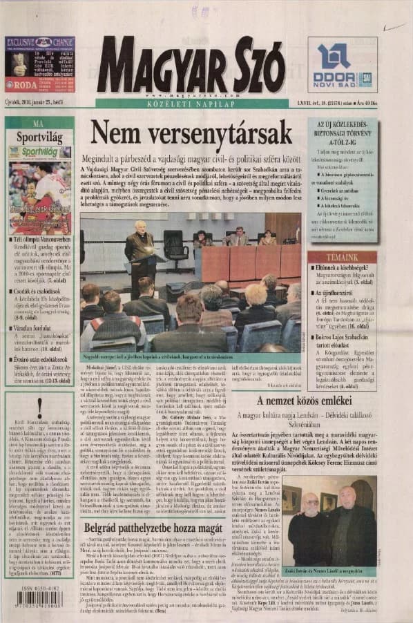 Magyar Szó, 67. évf. 2010. január 25. 18. sz. 1–16. oldal