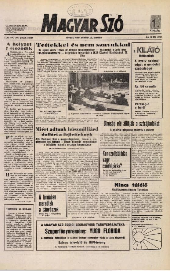 Magyar Szó, 46. évf. 1989. október 28. 296. sz. 1–28. oldal