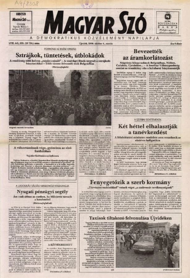 Magyar Szó, 57. évf. 2000. október 4. 235. sz. 1–16. oldal