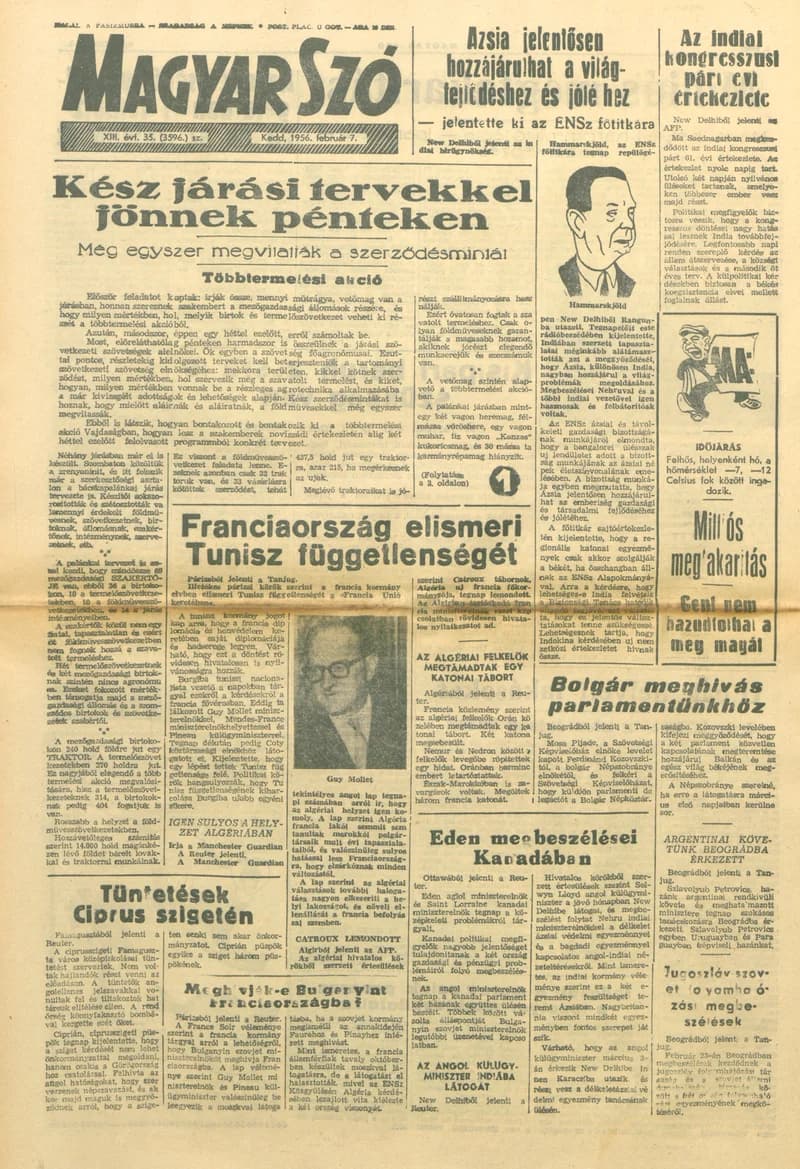 Magyar Szó, 13. évf. 1956. február 7. 35. sz. 1–8. oldal