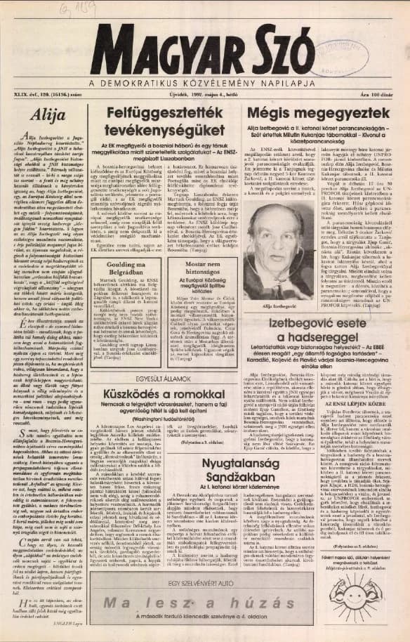 Magyar Szó, 49. évf. 1992. május 4. 120. sz. 1–20. oldal